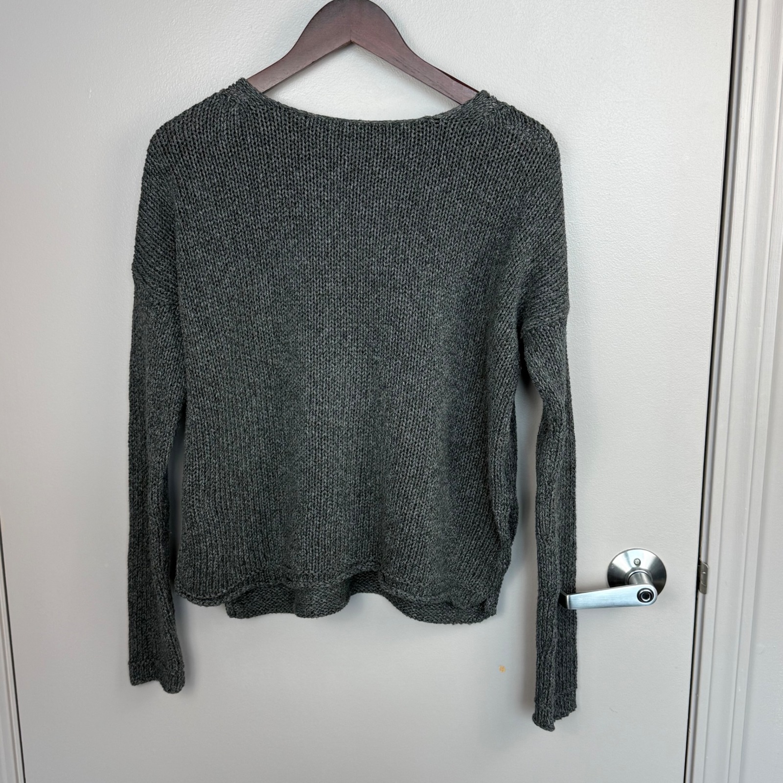 Peruvian Connection Gray Knit Sweater Xs Pima Cotton Long Sleeve Crew Neck